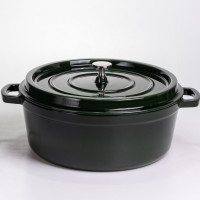 Кокотниця чавунна емальована 7,5 л, малахіт Yiwu HP-FLG-14 green Кокотниця чавунна емальована 7,5 л, малахіт Yiwu HP-FLG-14 green