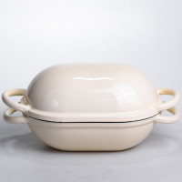 Жаровня для хліба чавунна емальована 1,4 л, бежевий Yiwu HP-FLG-23WHITE Жаровня для хліба чавунна емальована 1,4 л, бежевий Yiwu HP-FLG-23WHITE