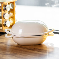 Жаровня для хліба чавунна емальована 1,4 л, бежевий Yiwu HP-FLG-23WHITE Жаровня для хліба чавунна емальована 1,4 л, бежевий Yiwu HP-FLG-23WHITE