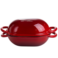 Жаровня для хліба чавунна емальована 1,4 л, червоний Yiwu HP-FLG-23 RED Жаровня для хліба чавунна емальована 1,4 л, червоний Yiwu HP-FLG-23 RED