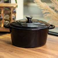 Каструля чавунна емальована 6,5 л, чорний Yiwu HP-FLG-3 BLACK Каструля чавунна емальована 6,5 л, чорний Yiwu HP-FLG-3 BLACK