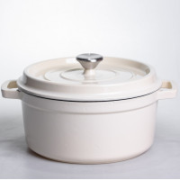 Кокотниця чавунна емальована 4,5 л, бежевий Yiwu HP-FLG-4 WHITE Кокотниця чавунна емальована 4,5 л, бежевий Yiwu HP-FLG-4 WHITE