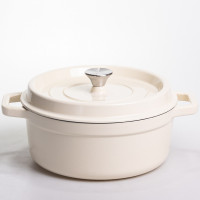 Кокотниця чавунна емальована 5,5 л, бежевий Yiwu HP-FLG-5 WHITE Кокотниця чавунна емальована 5,5 л, бежевий Yiwu HP-FLG-5 WHITE