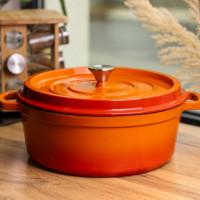 Кокотниця чавунна емальована 7,5 л, помаранчевий Yiwu HP-FLG-7 ORANGE Кокотниця чавунна емальована 7,5 л, помаранчевий Yiwu HP-FLG-7 ORANGE