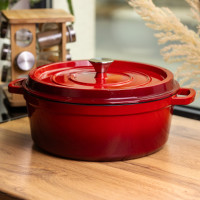 Кокотниця чавунна емальована 7,5 л, червоний Yiwu HP-FLG-7 RED Кокотниця чавунна емальована 7,5 л, червоний Yiwu HP-FLG-7 RED
