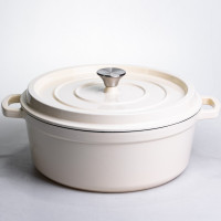 Кокотниця чавунна емальована 7,5 л, бежевий Yiwu HP-FLG-7 WHITE Кокотниця чавунна емальована 7,5 л, бежевий Yiwu HP-FLG-7 WHITE