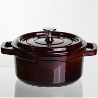 Кокотниця чавунна емальована 2 л, бургунди Yiwu HP-FLG-8 burgundy Кокотниця чавунна емальована 2 л, бургунди Yiwu HP-FLG-8 burgundy
