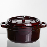 Кокотниця чавунна емальована 2,5 л, бургунди Yiwu HP-FLG-9 burgundy Кокотниця чавунна емальована 2,5 л, бургунди Yiwu HP-FLG-9 burgundy