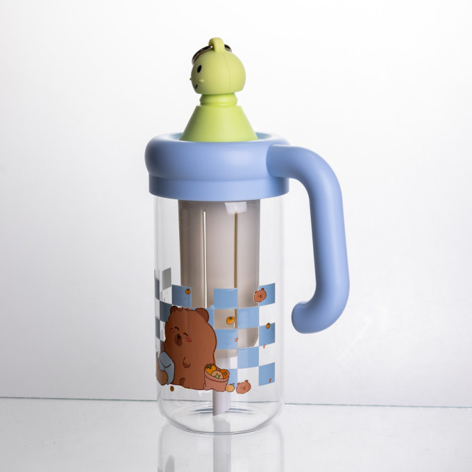 Бутылка для воды стеклянная Capybara с ситечком 750 мл, васильковый Yiwu HP-GM-24