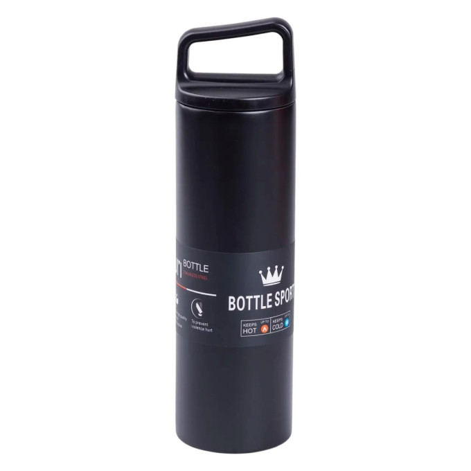 Термос металлический 500 мл Bottle Sport с вакуумной изоляцией  черный HPGM5009B