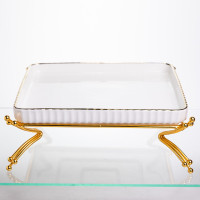 Блюдо сервировочное на металлической подставке 25.4*25.4*9.5 см, золото Yiwu LB-1562G Блюдо сервировочное на металлической подставке 25.4*25.4*9.5 см, золото Yiwu LB-1562G