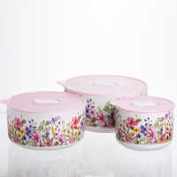 Контейнеры для еды фарфоровые Flowers 9,5/13/15 см Yiwu TS-3P-2