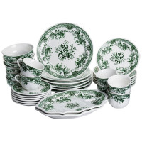 Столовий набір посуду 32 предмети на 6 персон Vintage Elegant Зелений порцеляновий YY78-7A