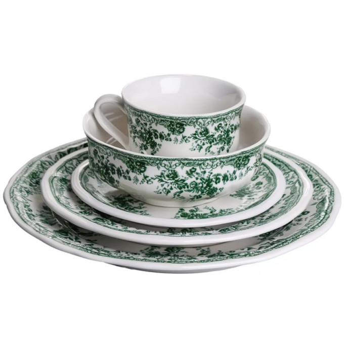 Столовий набір посуду 32 предмети на 6 персон Vintage Elegant Зелений порцеляновий YY78-7A