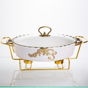 Мармитница фарфоровая для вторых блюд Margaret 1,5 л Yiwu YYSH1215