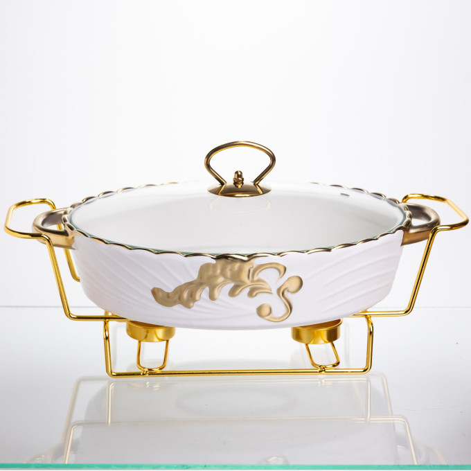 Мармитница фарфоровая для вторых блюд Margaret 1,5 л Yiwu YYSH1215