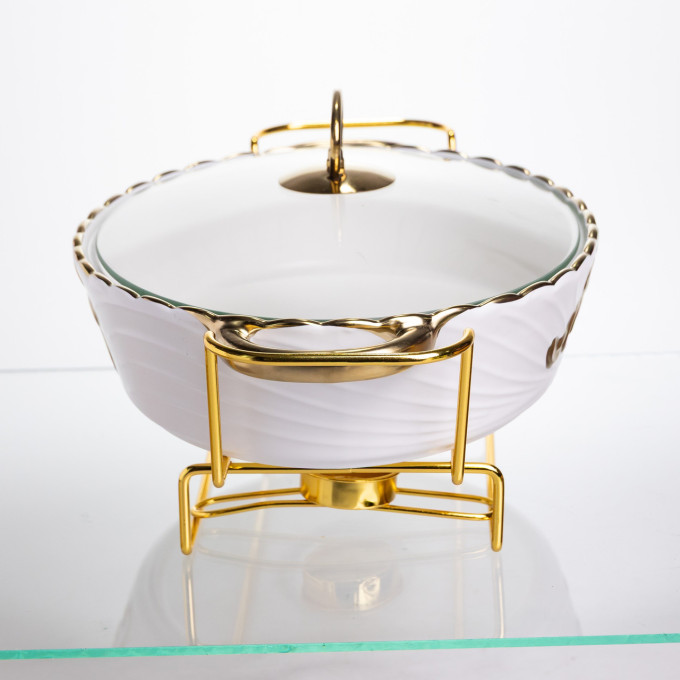 Мармитница фарфоровая для вторых блюд Margaret 1,5 л Yiwu YYSH1215